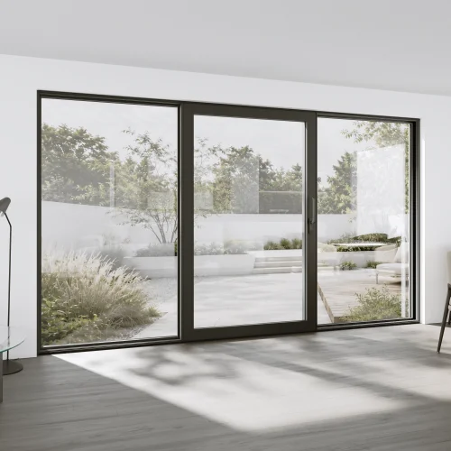 Aluminum Sliding Patio Door 142x86" - Triple Monorail Lift-and-Slide with Center Moving Panel