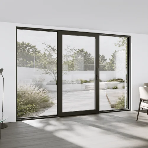 Aluminum Sliding Patio Door 136x88" - Triple Monorail Lift-and-Slide with Center Moving Panel