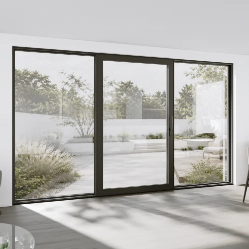Aluminum Sliding Patio Door 156x88" - Triple Monorail Lift-and-Slide with Center Moving Panel