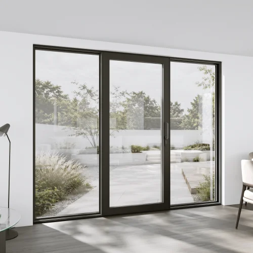 Aluminum Sliding Patio Door 122x90" - Triple Monorail Lift-and-Slide with Center Moving Panel