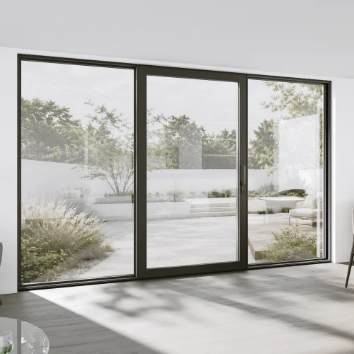Aluminum Sliding Patio Door 154x94" - Triple Monorail Lift-and-Slide with Center Moving Panel