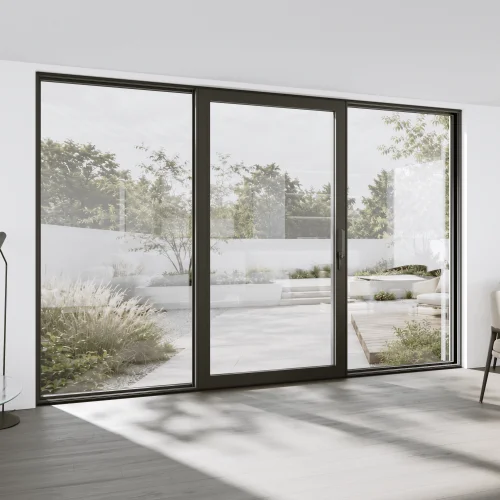 Aluminum Sliding Patio Door 142x98" - Triple Monorail Lift-and-Slide with Center Moving Panel