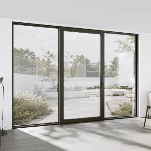Aluminum Sliding Patio Door 144x100" - Triple Monorail Lift-and-Slide with Center Moving Panel