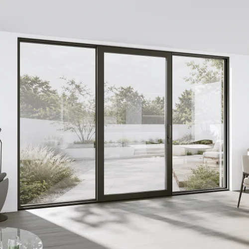 Aluminum Sliding Patio Door 154x100" - Triple Monorail Lift-and-Slide with Center Moving Panel