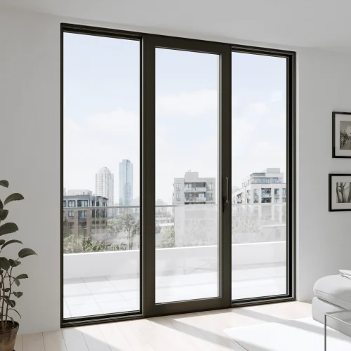 Aluminum Sliding Patio Door 104x102" - Triple Monorail Lift-and-Slide with Center Moving Panel