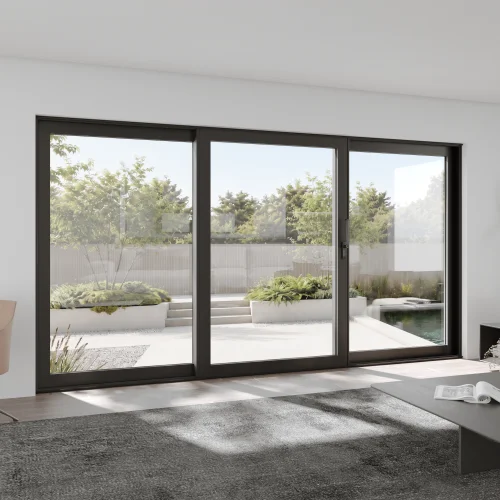 Aluminum Sliding Patio Door 144x80" - Triple Lift-and-Slide with Center Moving Panel