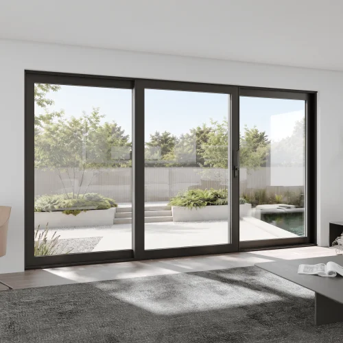 Aluminum Sliding Patio Door 148x84" - Triple Lift-and-Slide with Center Moving Panel