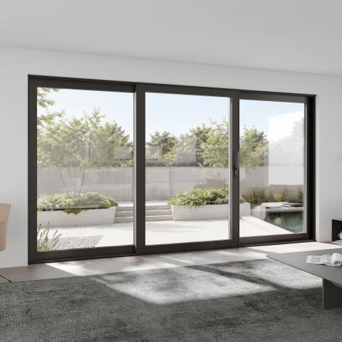 Aluminum Sliding Patio Door 154x86" - Triple Lift-and-Slide with Center Moving Panel