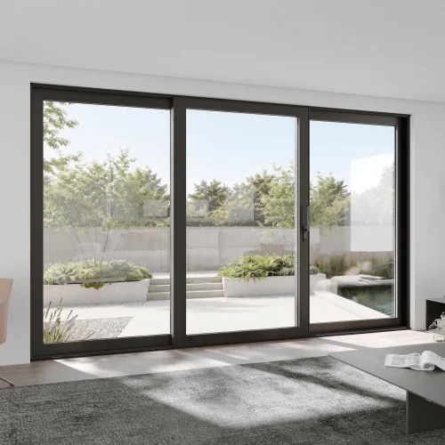Aluminum Sliding Patio Door 152x88" - Triple Lift-and-Slide with Center Moving Panel