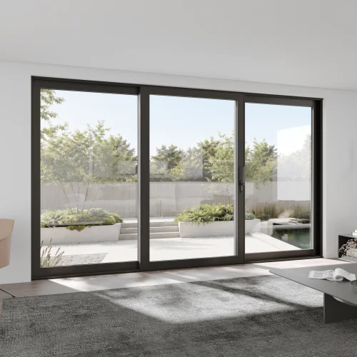 Aluminum Sliding Patio Door 154x88" - Triple Lift-and-Slide with Center Moving Panel