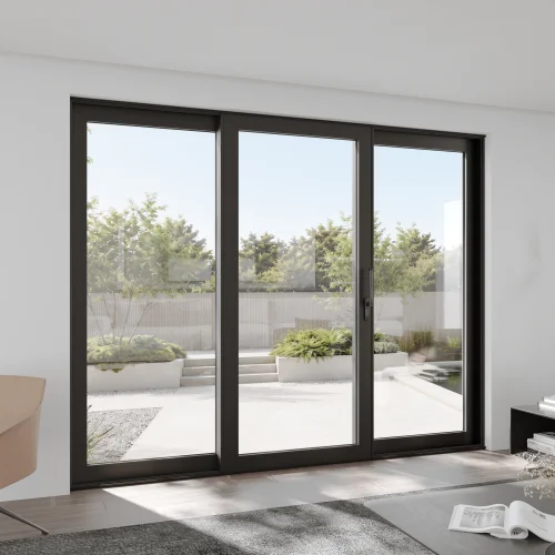 Aluminum Sliding Patio Door 122x90" - Triple Lift-and-Slide with Center Moving Panel
