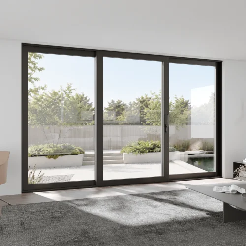 Aluminum Sliding Patio Door 154x94" - Triple Lift-and-Slide with Center Moving Panel
