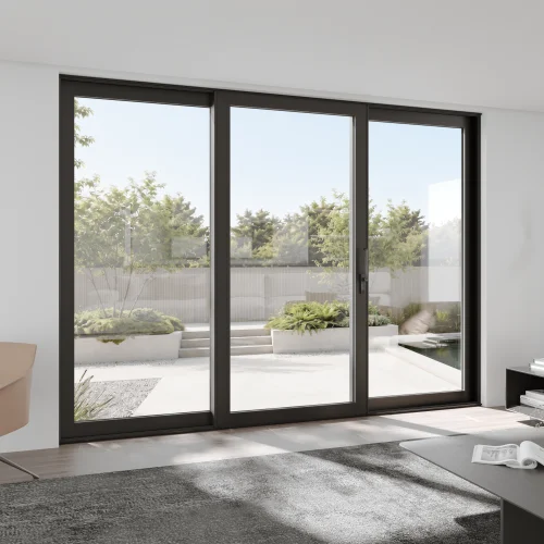 Aluminum Sliding Patio Door 134x96" - Triple Lift-and-Slide with Center Moving Panel