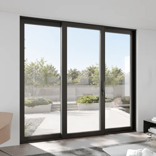 Aluminum Sliding Patio Door 122x100" - Triple Lift-and-Slide with Center Moving Panel