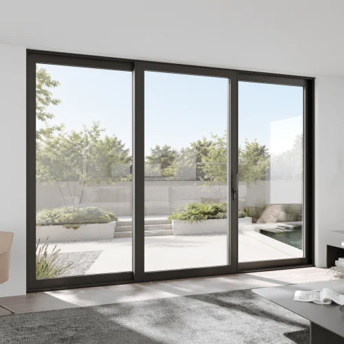 Aluminum Sliding Patio Door 148x100" - Triple Lift-and-Slide with Center Moving Panel