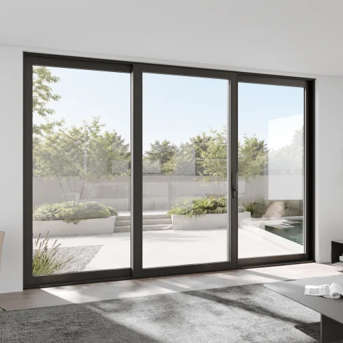 Aluminum Sliding Patio Door 154x100" - Triple Lift-and-Slide with Center Moving Panel