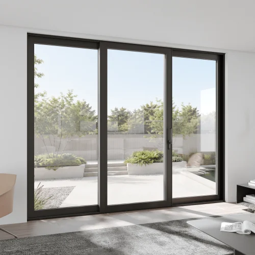 Aluminum Sliding Patio Door 134x102" - Triple Lift-and-Slide with Center Moving Panel
