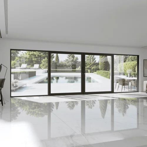 Aluminum Sliding Patio Door 246x84" - 4-Panel Monorail Lift-and-Slide with Center Opening