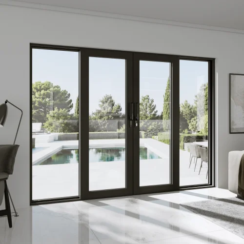 Aluminum Sliding Patio Door 124x88" - 4-Panel Monorail Lift-and-Slide with Center Opening