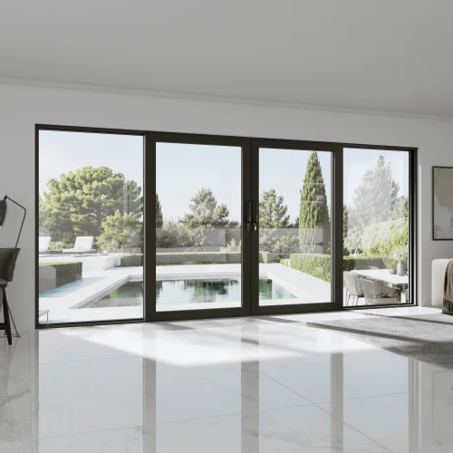 Aluminum Sliding Patio Door 178x88" - 4-Panel Monorail Lift-and-Slide with Center Opening