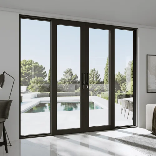 Aluminum Sliding Patio Door 124x92" - 4-Panel Monorail Lift-and-Slide with Center Opening