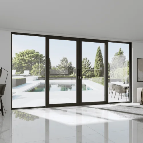 Aluminum Sliding Patio Door 188x98" - 4-Panel Monorail Lift-and-Slide with Center Opening