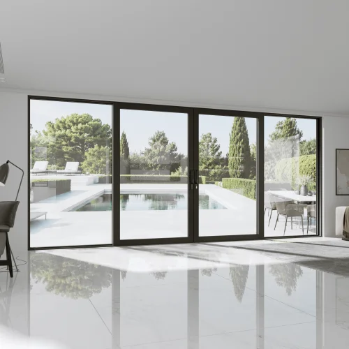 Aluminum Sliding Patio Door 208x98" - 4-Panel Monorail Lift-and-Slide with Center Opening