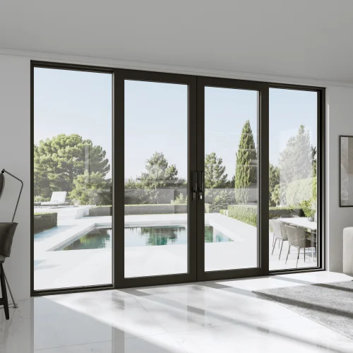 Aluminum Sliding Patio Door 144x100" - 4-Panel Monorail Lift-and-Slide with Center Opening