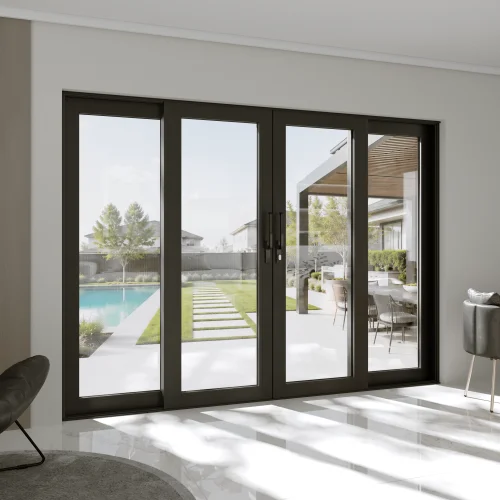 Aluminum Sliding Patio Door 112x80" - 4-Panel Lift-and-Slide with Center Opening