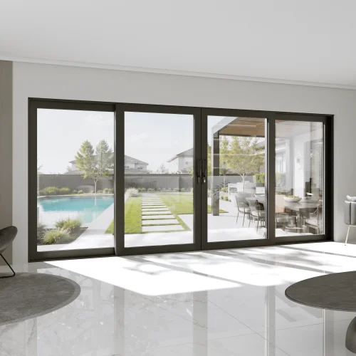 4-Panel Sliding Patio Door 202x82" - Aluminum, Center Opening