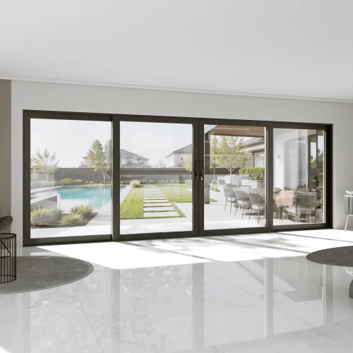 Sliding Patio Door 232x82" - Aluminum 4-Panel, Center Opening