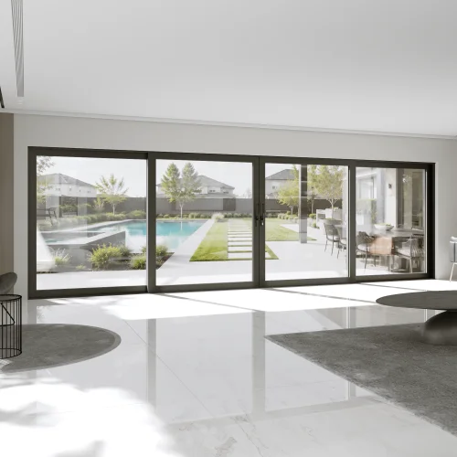 Aluminum Sliding Patio Door 246x86" - 4-Panel Lift-and-Slide with Center Opening