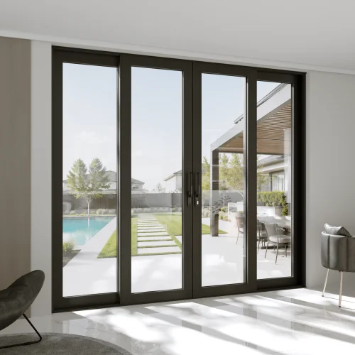 Aluminum Sliding Patio Door 124x92" - 4-Panel Lift-and-Slide with Center Opening