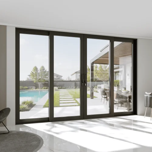 Sliding Glass Patio Door 152x92" - Thermally Broken Aluminum, 4-Panel