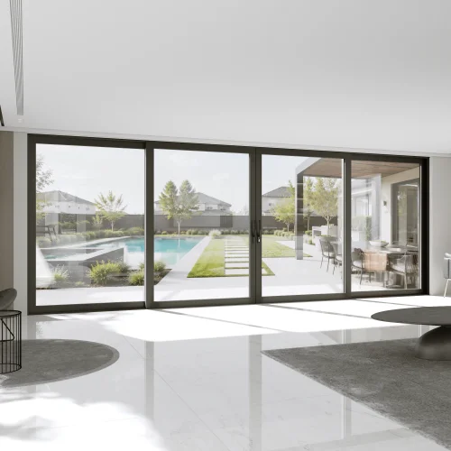 Aluminum Sliding Patio Door 250x94" - 4-Panel Lift-and-Slide with Center Opening