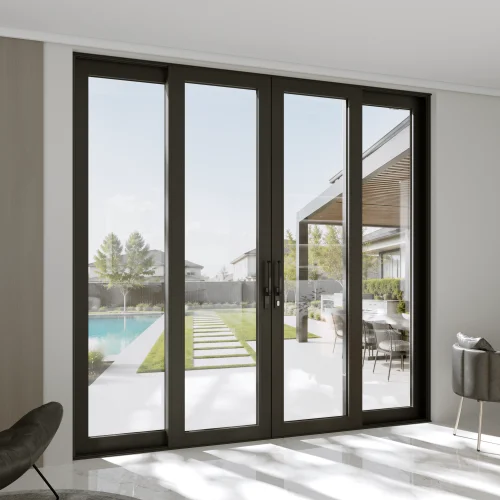 Aluminum Sliding Patio Door 128x100" - 4-Panel Lift-and-Slide with Center Opening