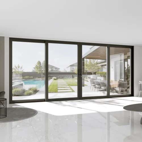 Exterior Sliding Glass Door 236x100" - Aluminum 4-Panel