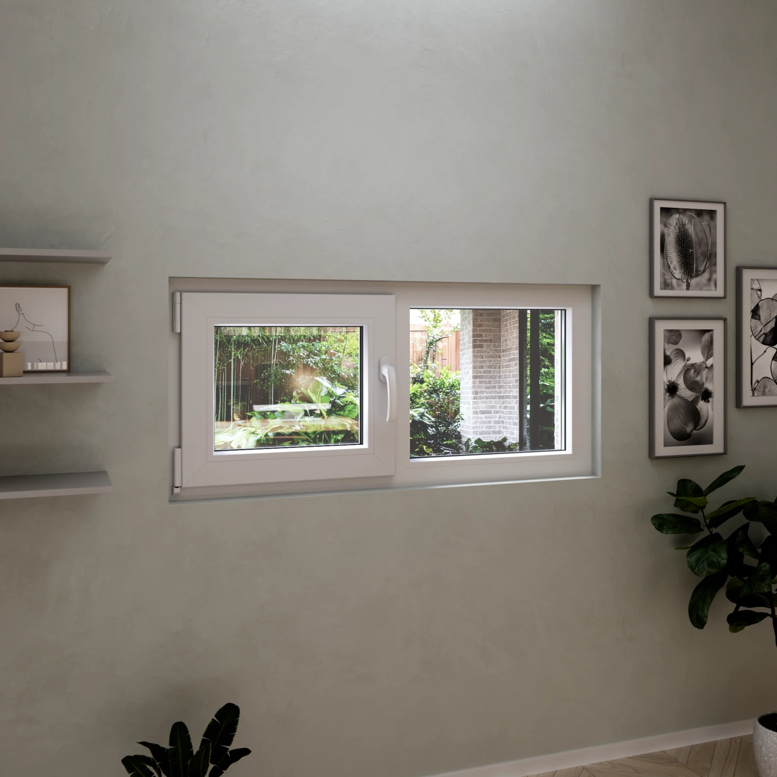 Tilt and Turn uPVC Double Casement Window 48x22 - DiVetro