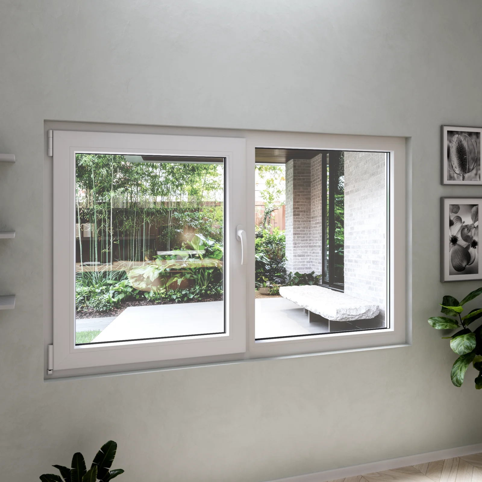 Two Way Out Window uPVC Double Window 62x42 - Tilt-and-Turn + Picture Window - Egress ...
