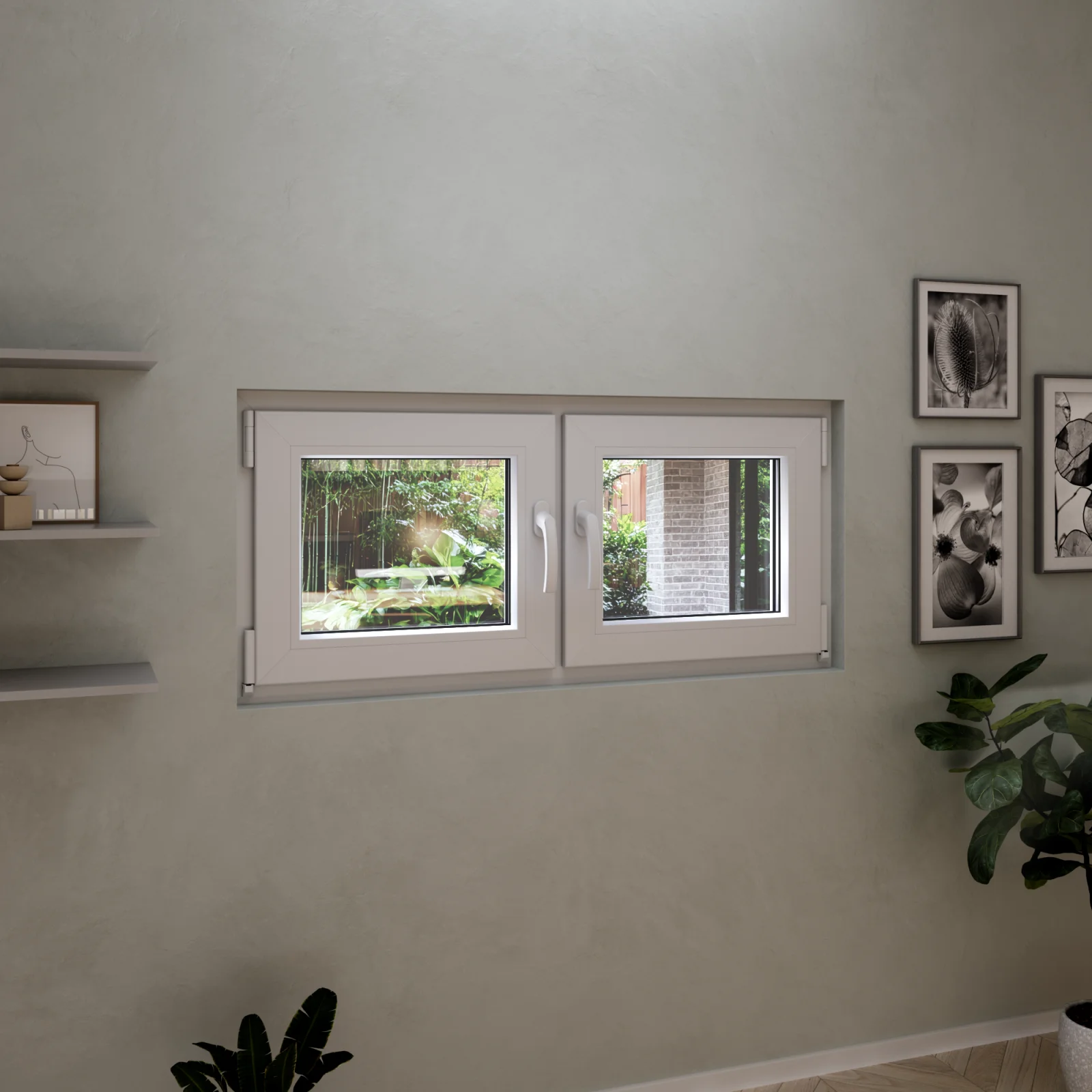 uPVC Double Casement Window 44x20 - Both Sashes Tilt & Turn - DiVetro