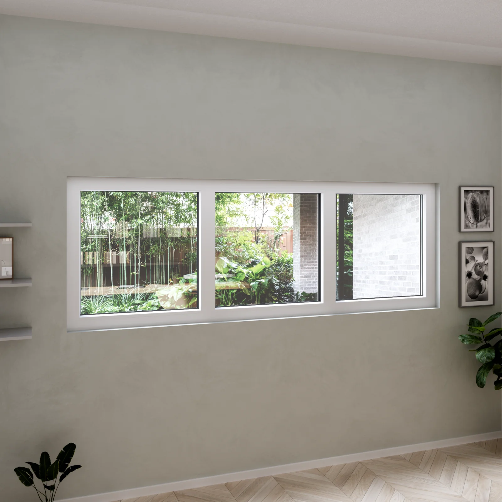 uPVC Triple Picture Window 84x30 - Three Fixed Panels - DiVetro
