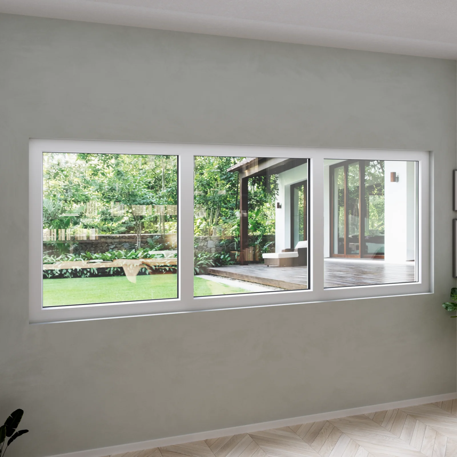 uPVC Triple Picture Window 94x38 - Three Fixed Panels - DiVetro