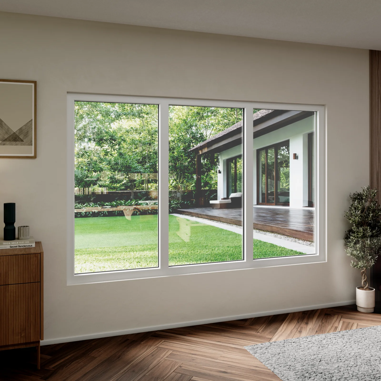uPVC Triple Picture Window 90x56 - Three Fixed Panels - DiVetro