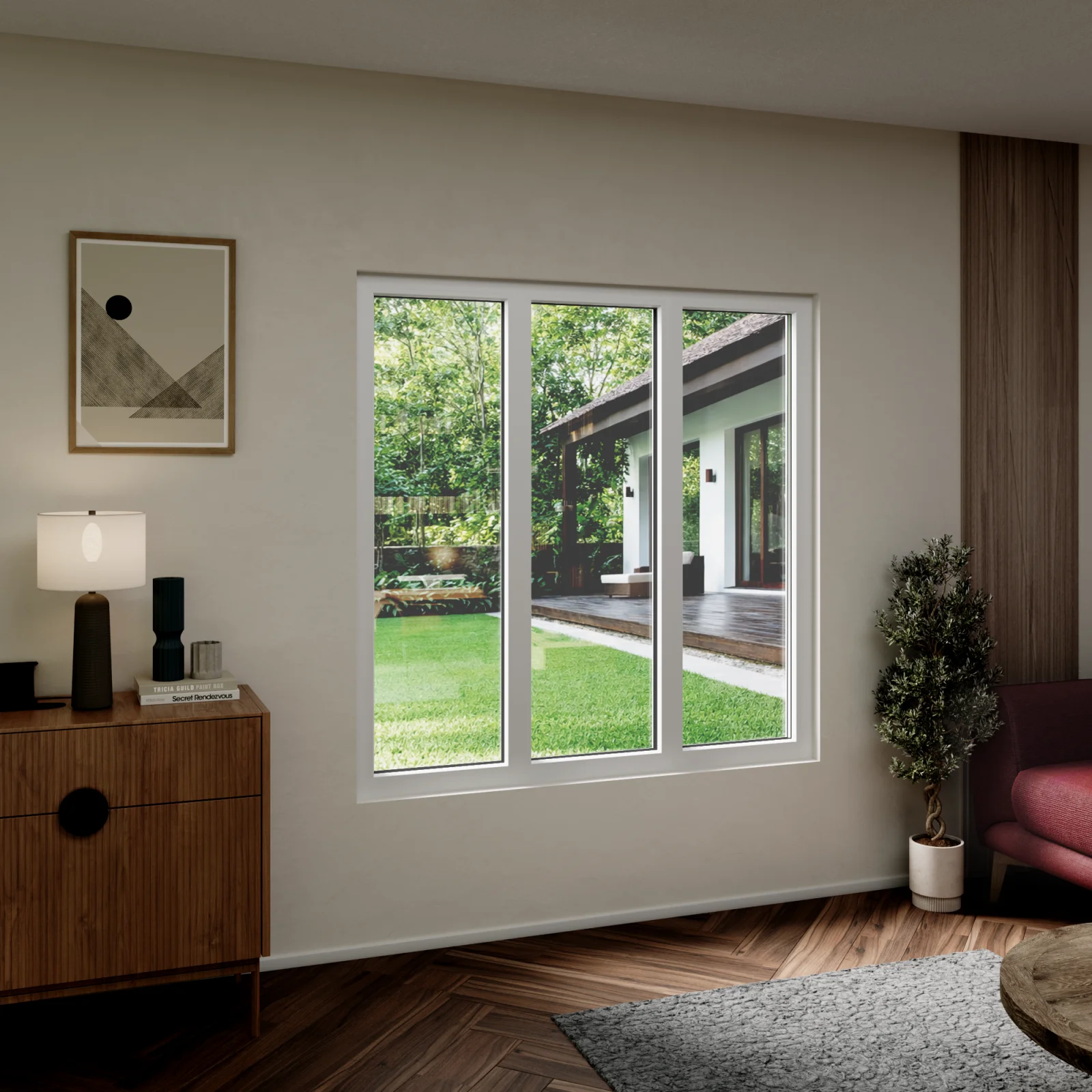 uPVC Triple Picture Window 64x64 - Three Fixed Panels - DiVetro