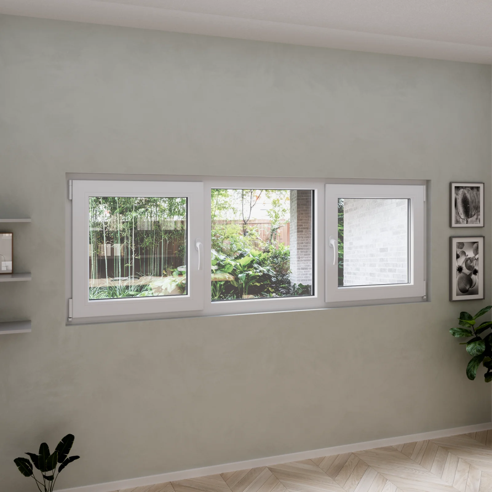 uPVC Triple Window 78x30 - 2 Casements + Picture Center - Egress ...
