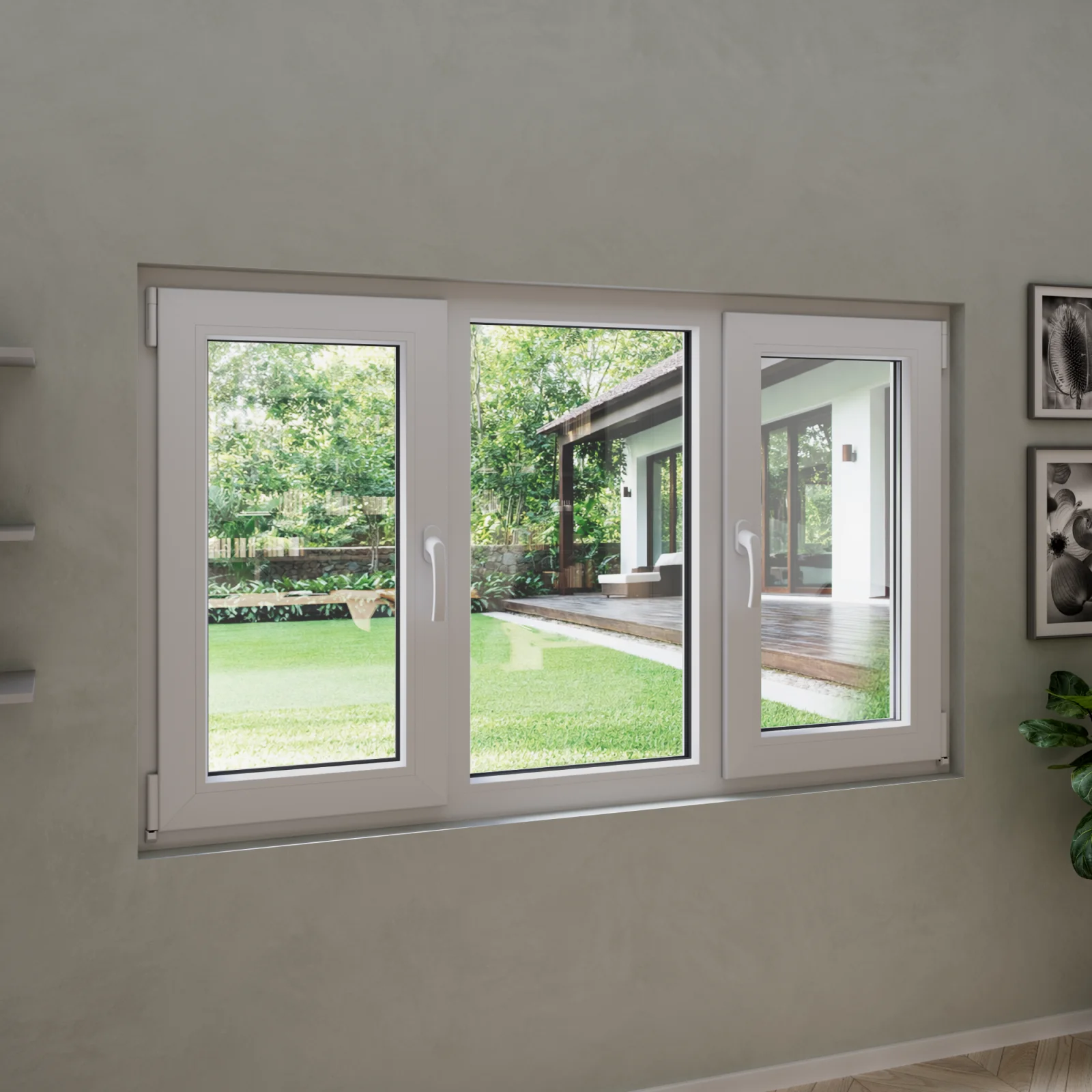 uPVC Triple Window 62x36 - 2 Casements + Picture Center - Egress ...