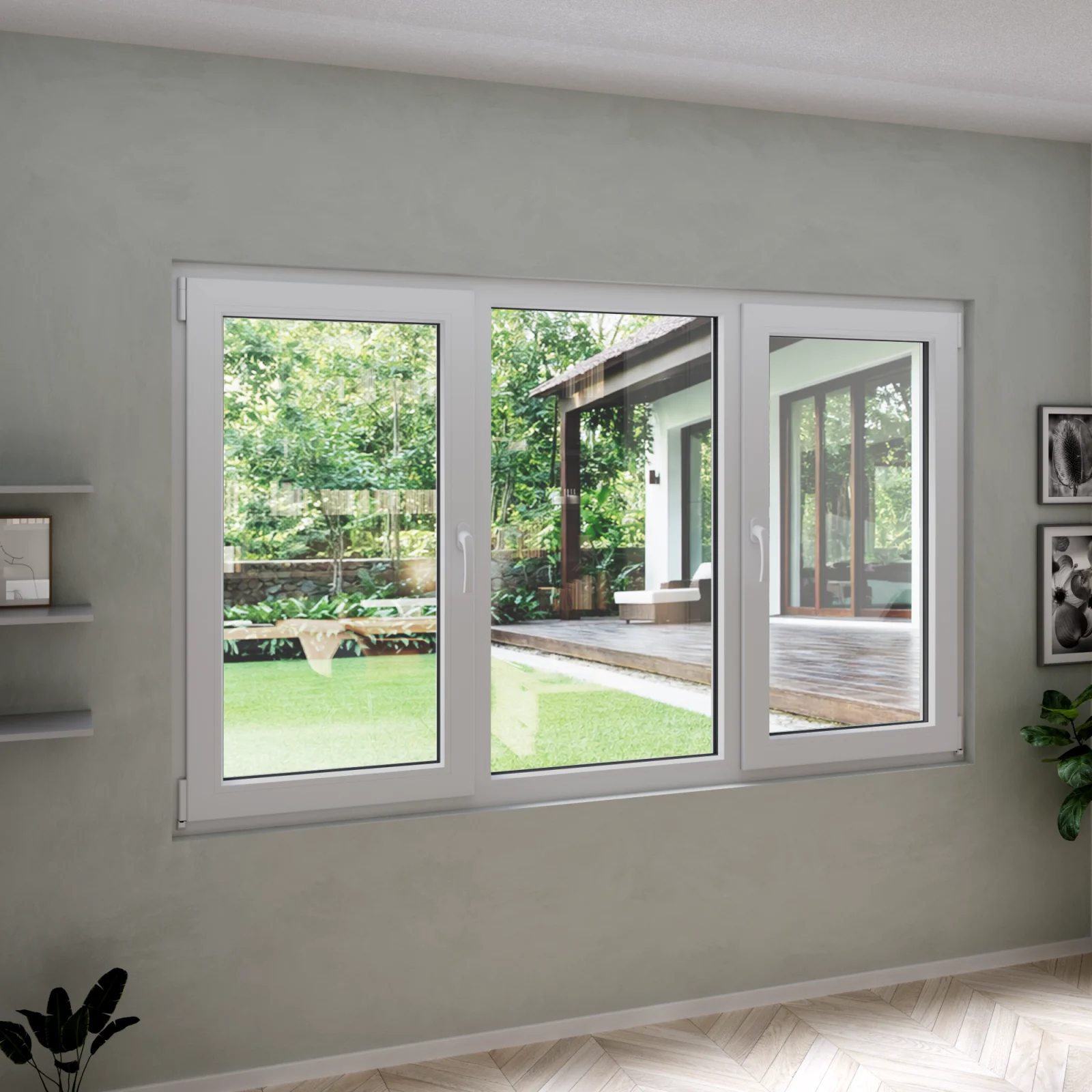 uPVC Triple Window 76x52 - 2 Casements + Picture Center - Egress ...