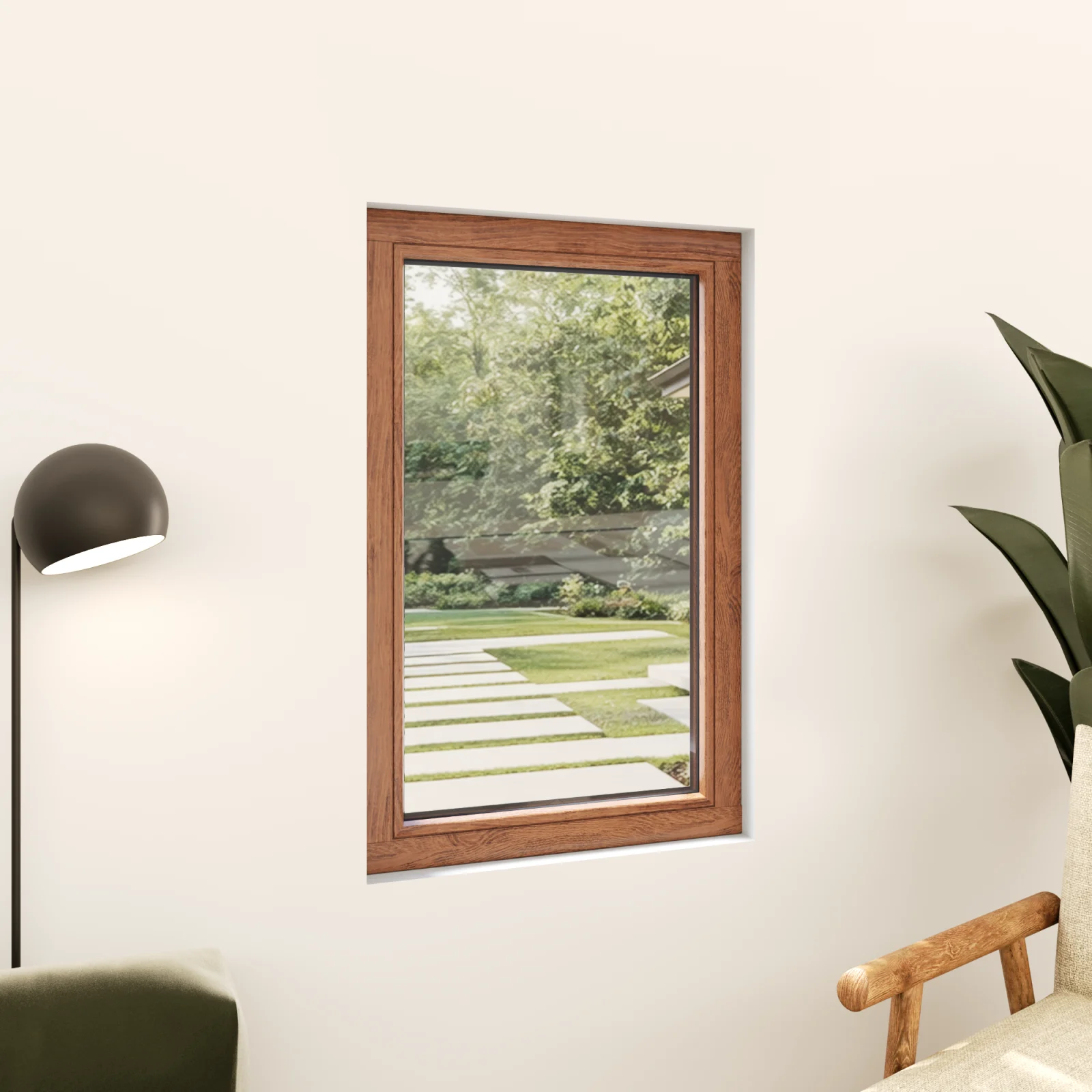 Oak Wood Picture Window 22x50 - European Fixed Window - DiVetro