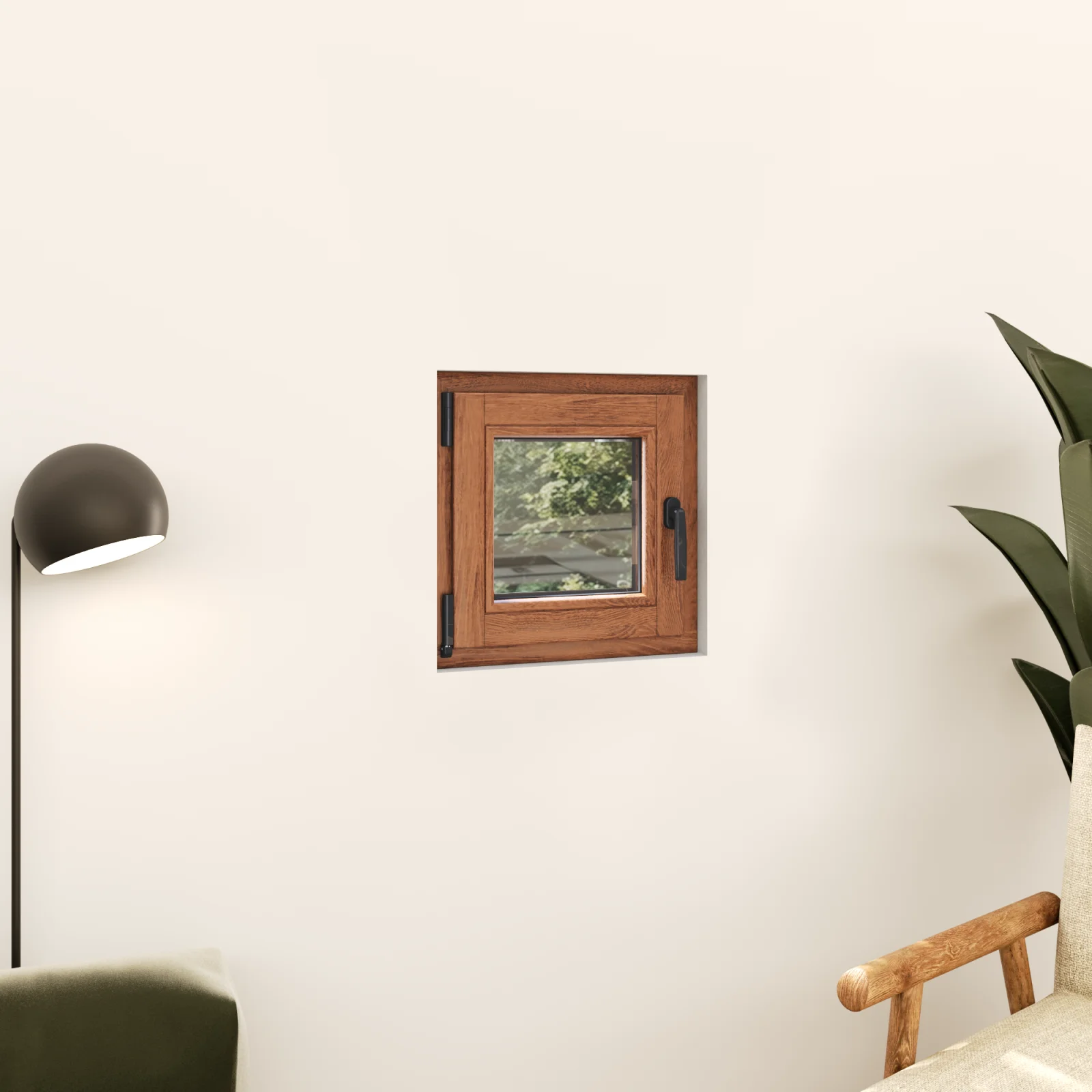 Wood Tilt and Turn Casement Window 22x20 - Solid Oak - DiVetro