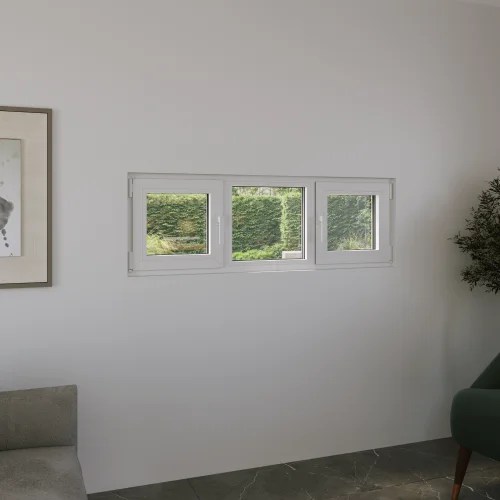 Aluminum Triple Window 62x21" - 2 Casements + Picture Center